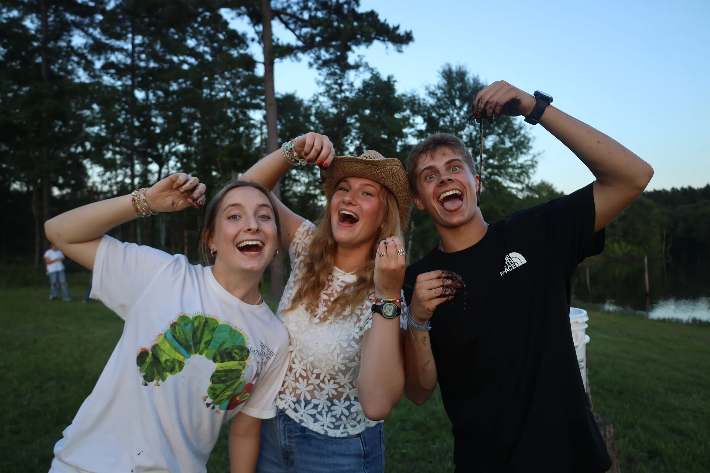 Camp Huawni counselors with their cabin group during a summer session